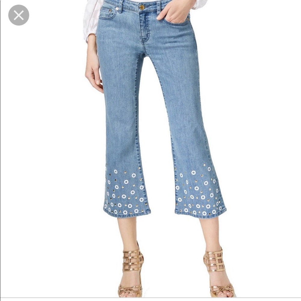 🌸Sale🌸 Michael Kors Jeans Embl Izzy Cropped Flare Slim Women's JS99CPL6TW - Picture 3 of 8